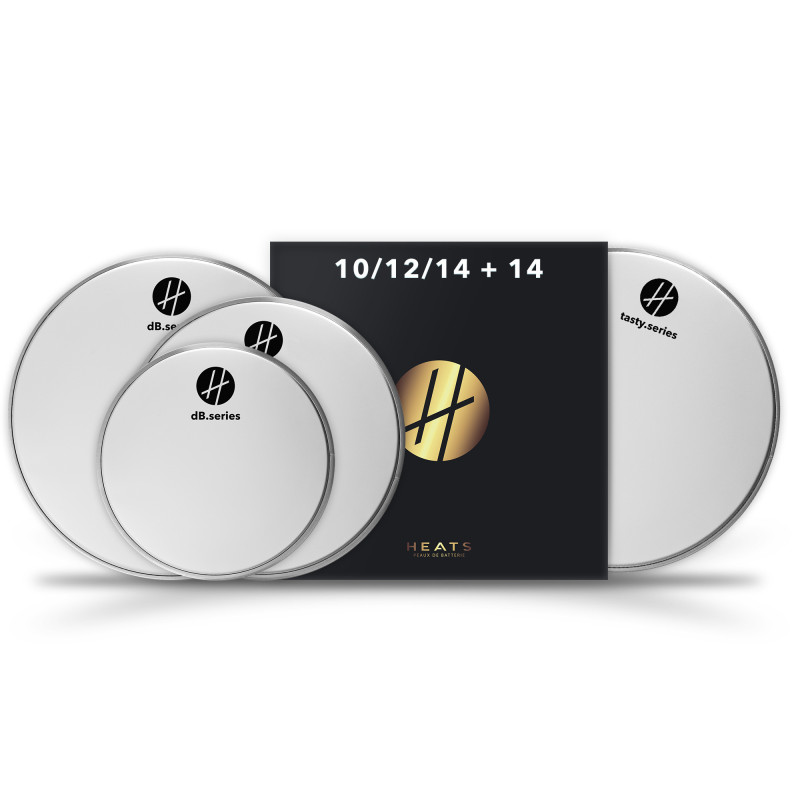 HEATS DRUMHEADS - PACK dB.SERIES sablée - 10" 12" 14" + C.C 14"