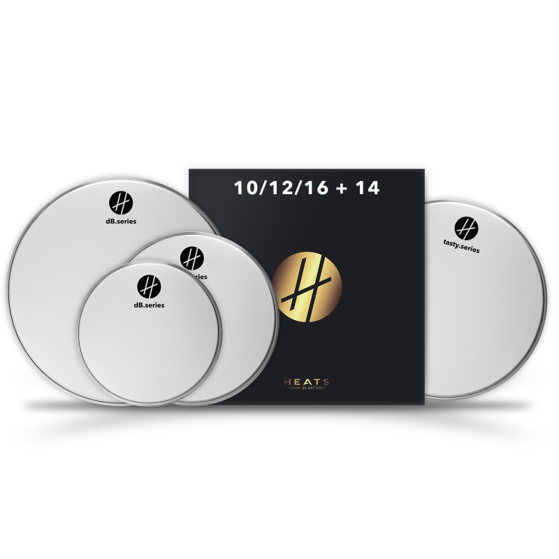 HEATS DRUMHEADS - PACK dB.SERIES sablée - 10" 12" 16" + C.C 14"