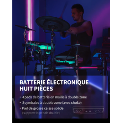 Donner - BackBeat batterie électronique - kit 8 pièces + Led